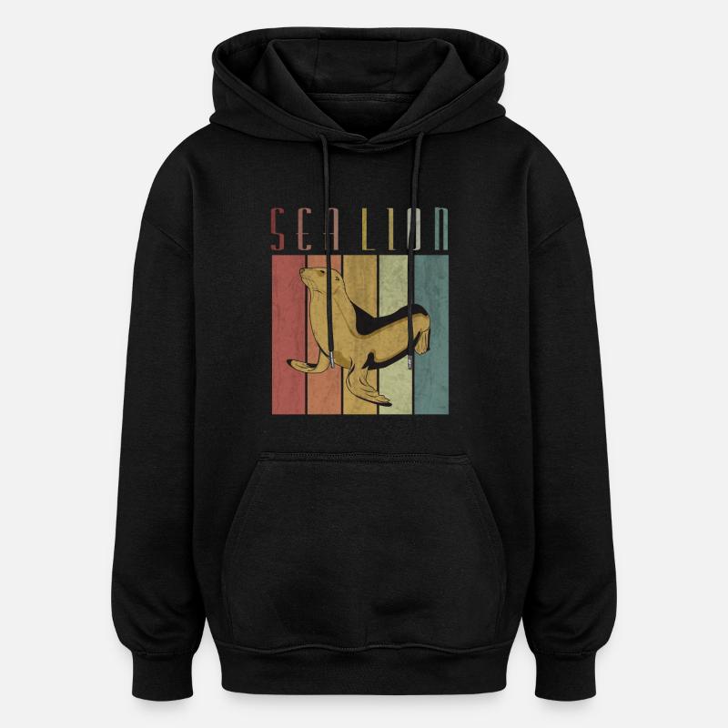 Seehund - Oversized Unisex Hoodie - Schwarz