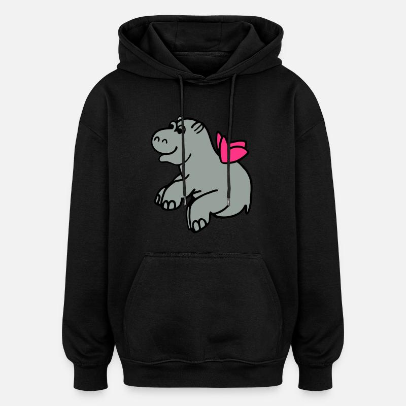 Flying Hippo - Sweat à capuche oversize unisexe - noir