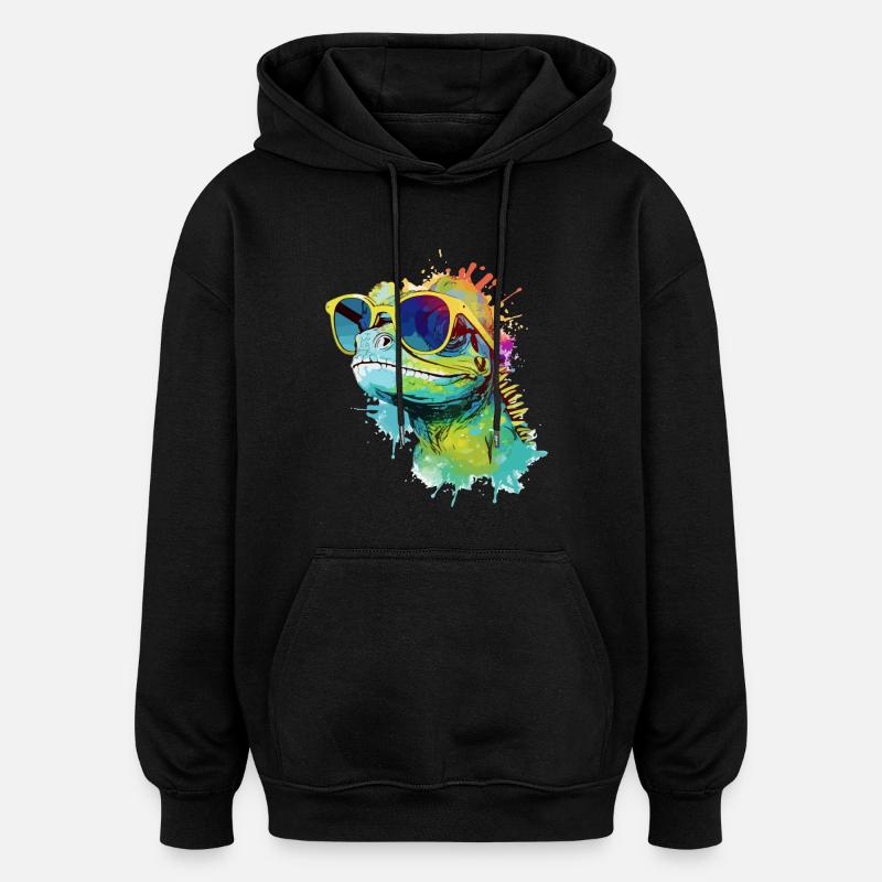 Doko le lézard - Sweat à capuche oversize unisexe - noir
