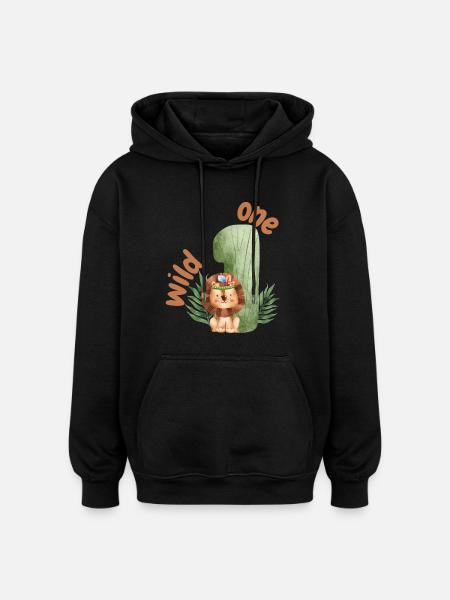 Wild One Safari Löwe - Oversized Unisex Hoodie - Schwarz