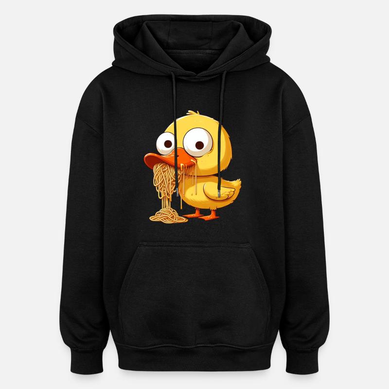 Cute Duck Clumsy Spaghetti Lover - Oversized Unisex Hoodie - black