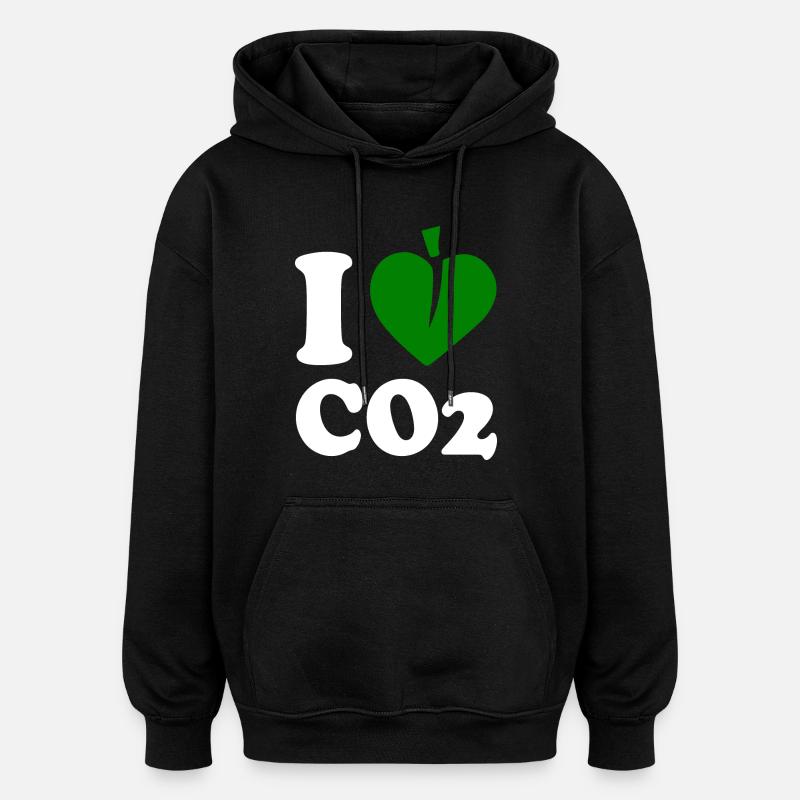 I love co2 - Sweat à capuche oversize unisexe - noir
