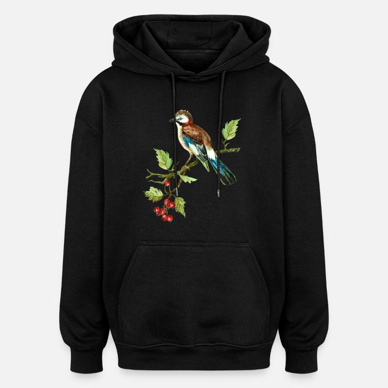 Bunter Vogel - Oversized Unisex Hoodie - Schwarz