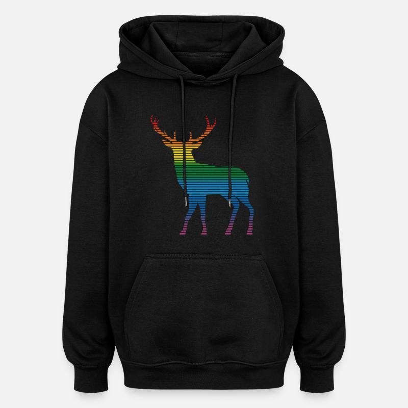 Cerf - Sweat à capuche oversize unisexe - noir