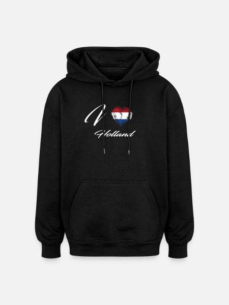 I Love hjemland flag rødder Holland - Oversize unisex hoodie - sort