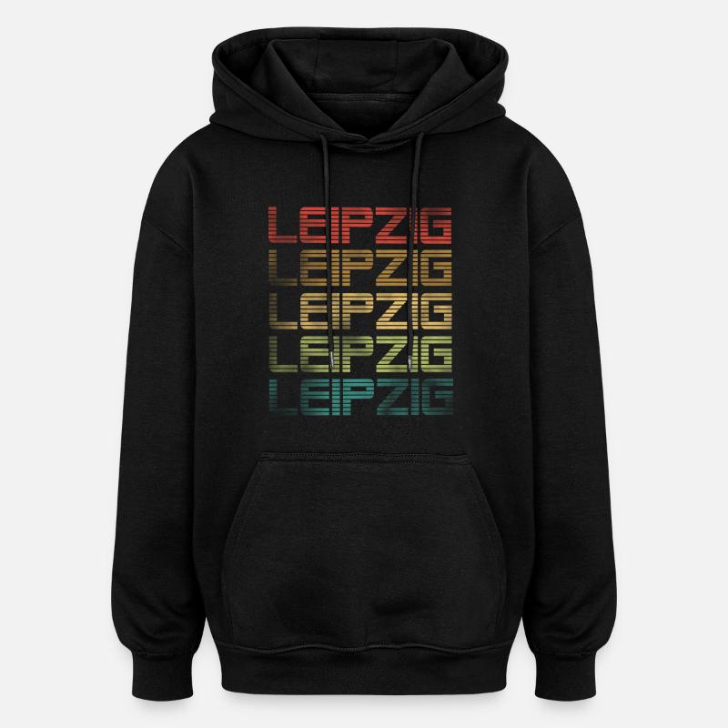 Leipzig - Used Look - Sweat à capuche oversize unisexe - noir