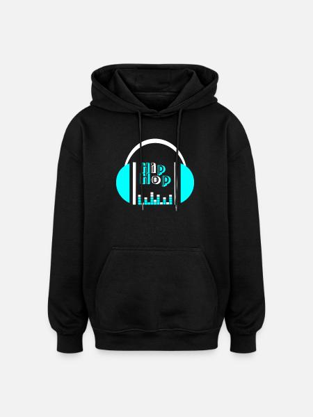 Neonkopfhörer mit Equalizer-Design - Oversized Unisex Hoodie - Schwarz