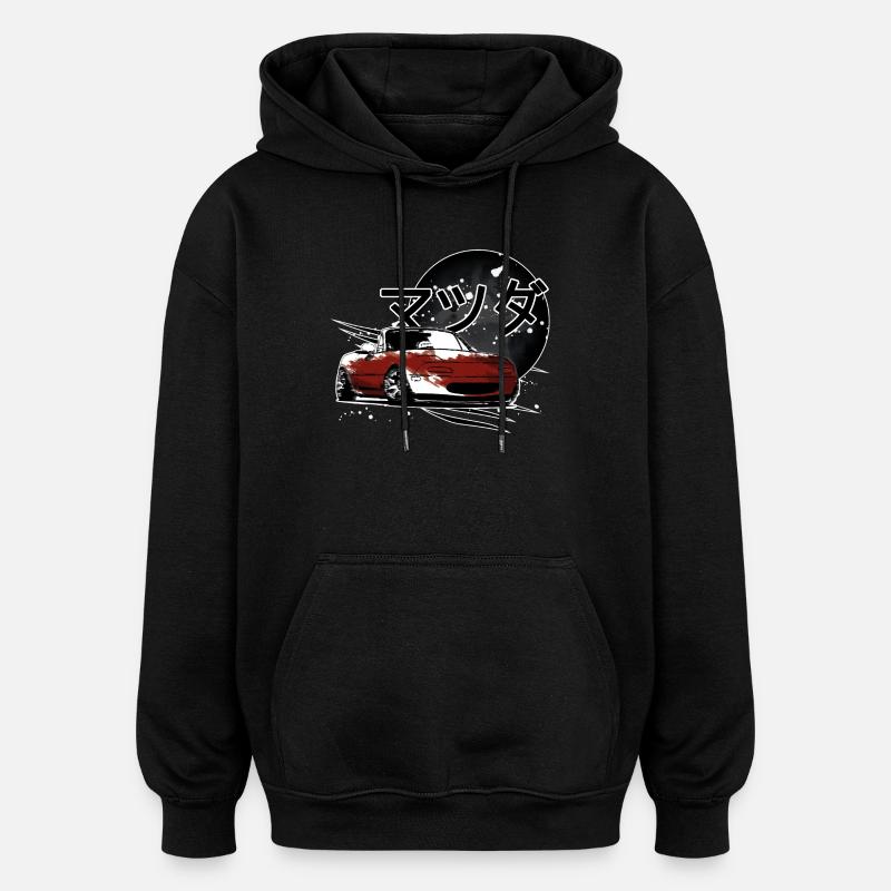 Voiture japonaise Miata Mx5 rouge - Sweat à capuche oversize unisexe - noir