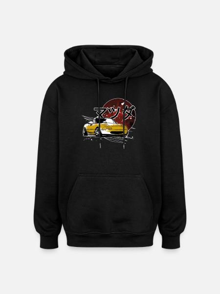 Japansk bil gul japansk skrift - Oversize unisex hoodie - sort