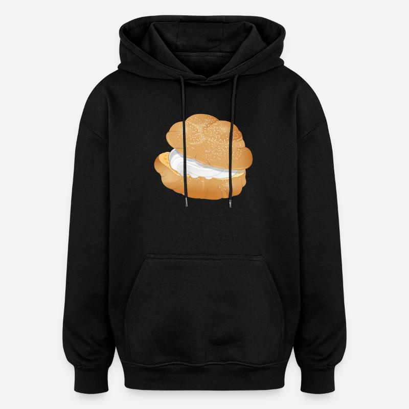 Illustration d’une crème fourrée feuilletée - Sweat à capuche oversize unisexe - noir
