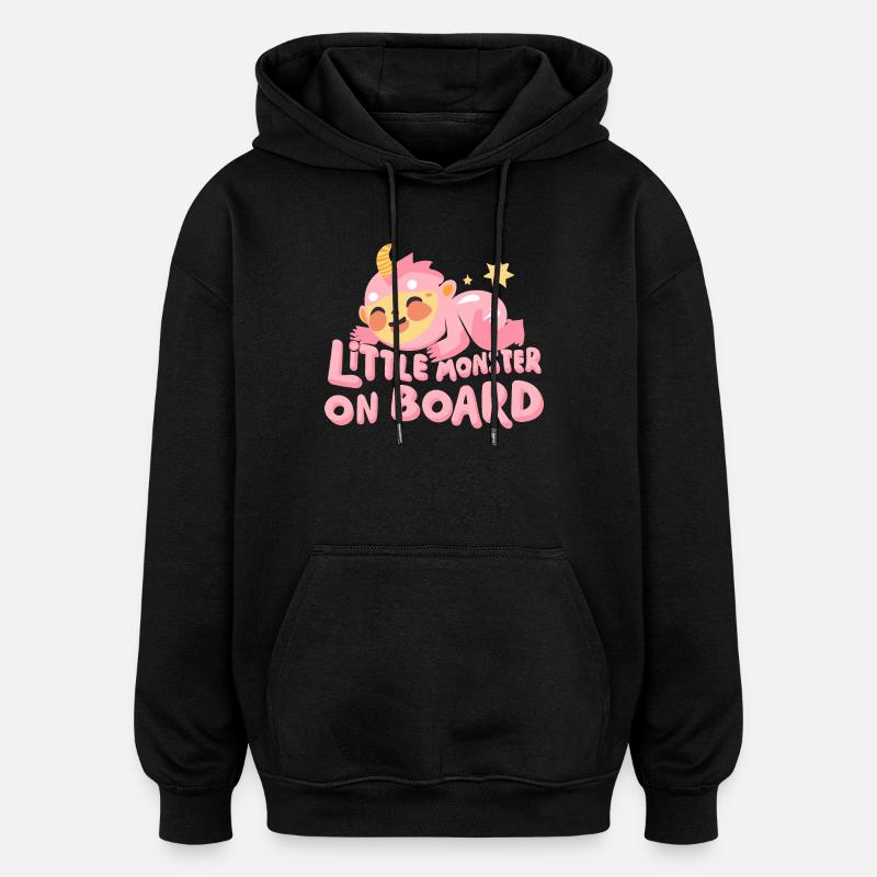 Motif Petit Monstre - Sweat à capuche oversize unisexe - noir