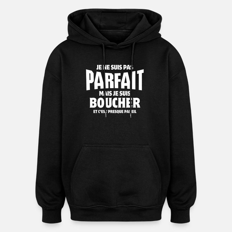 boucher, boucherie, artisan boucher - Sweat à capuche oversize unisexe - noir