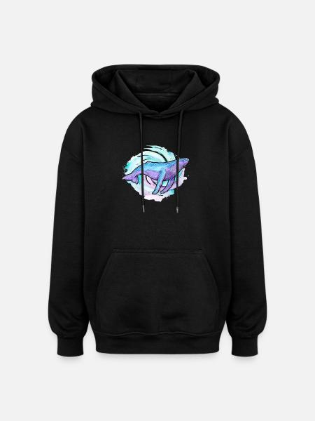 Buckelwal Aquarell - Oversized Unisex Hoodie - Schwarz