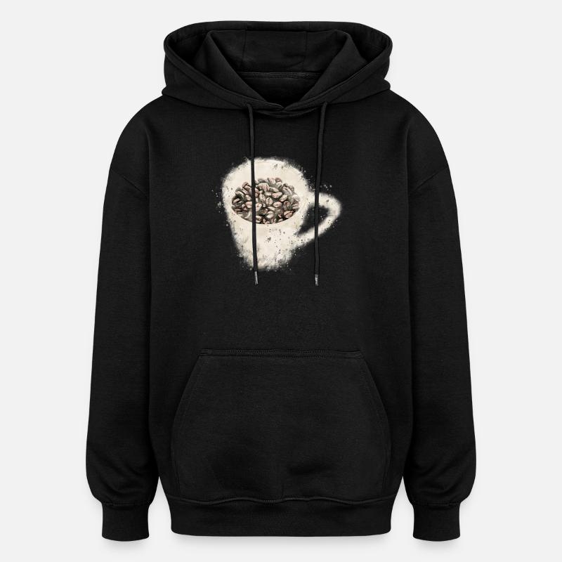 Café - Sweat à capuche oversize unisexe - noir