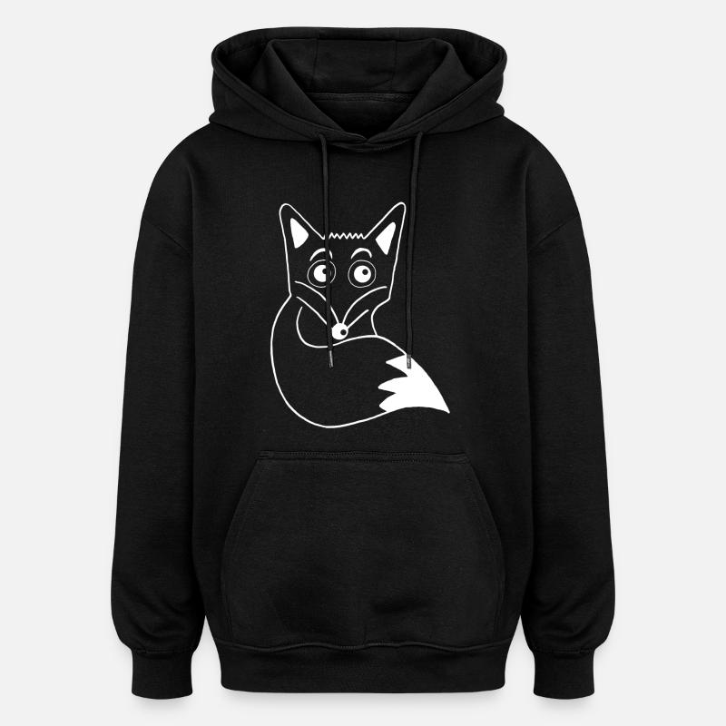 Renard blanc mignon - Sweat à capuche oversize unisexe - noir