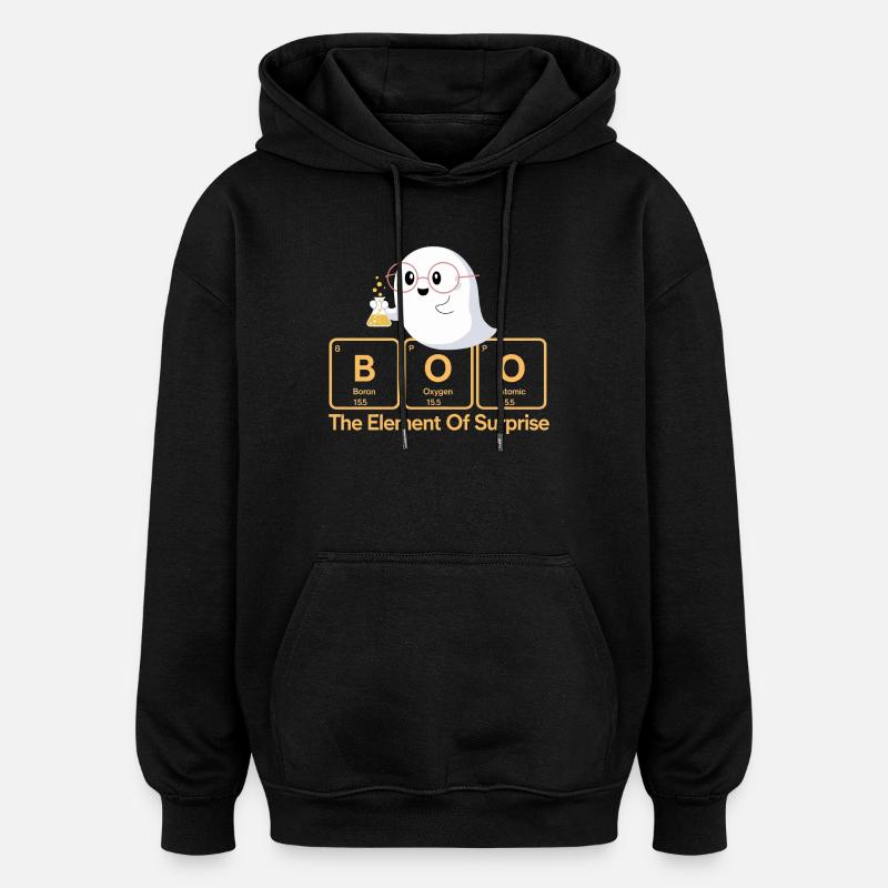 Elemental Boo Ghost Tee - Oversized Unisex Hoodie - black