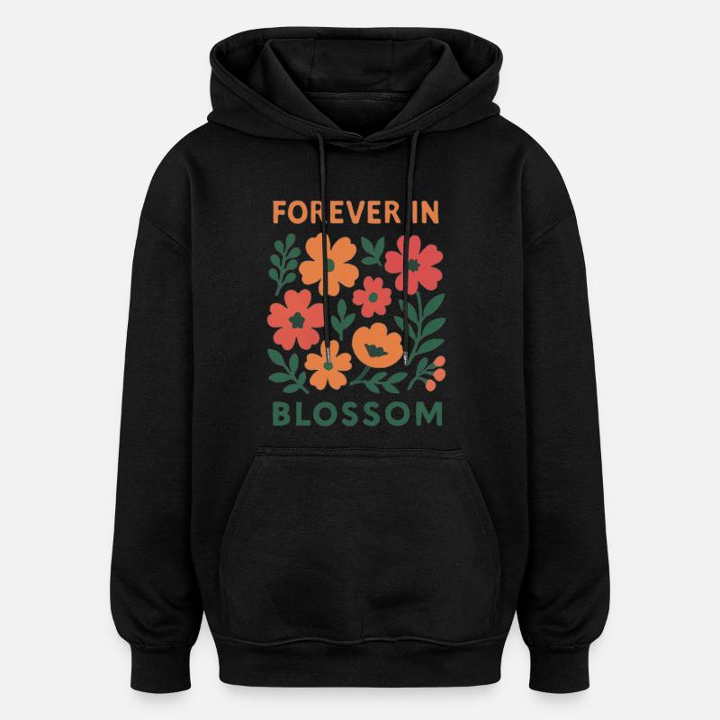 Immer in Blüte - blumig - Oversized Unisex Hoodie - Schwarz