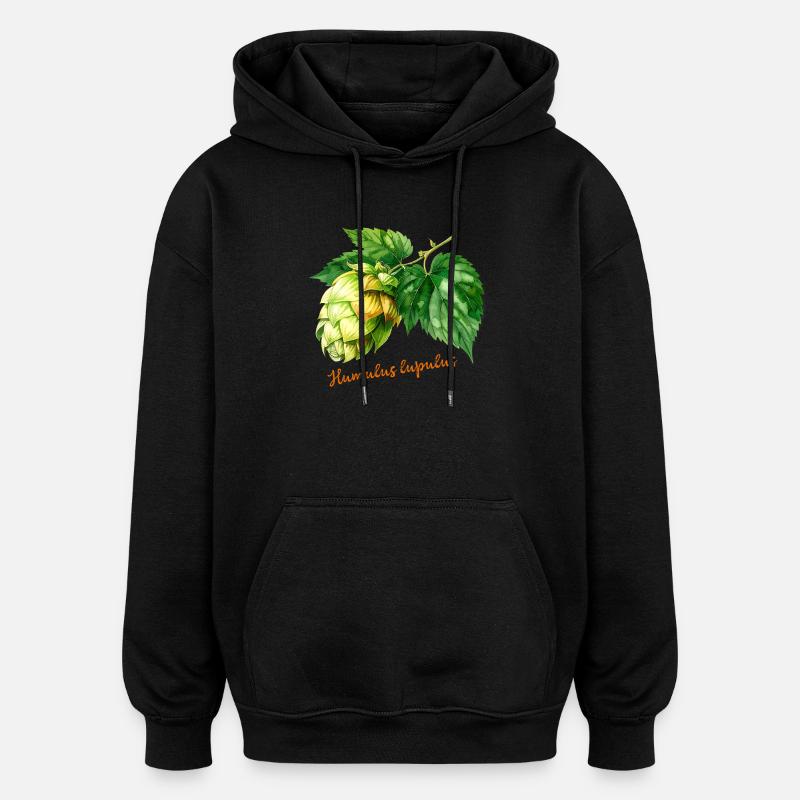 Humulus lupulus - botanische Illustration - Oversized Unisex Hoodie - Schwarz
