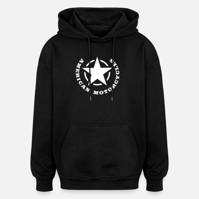 Design de moto américain - Sweat à capuche oversize unisexe - noir