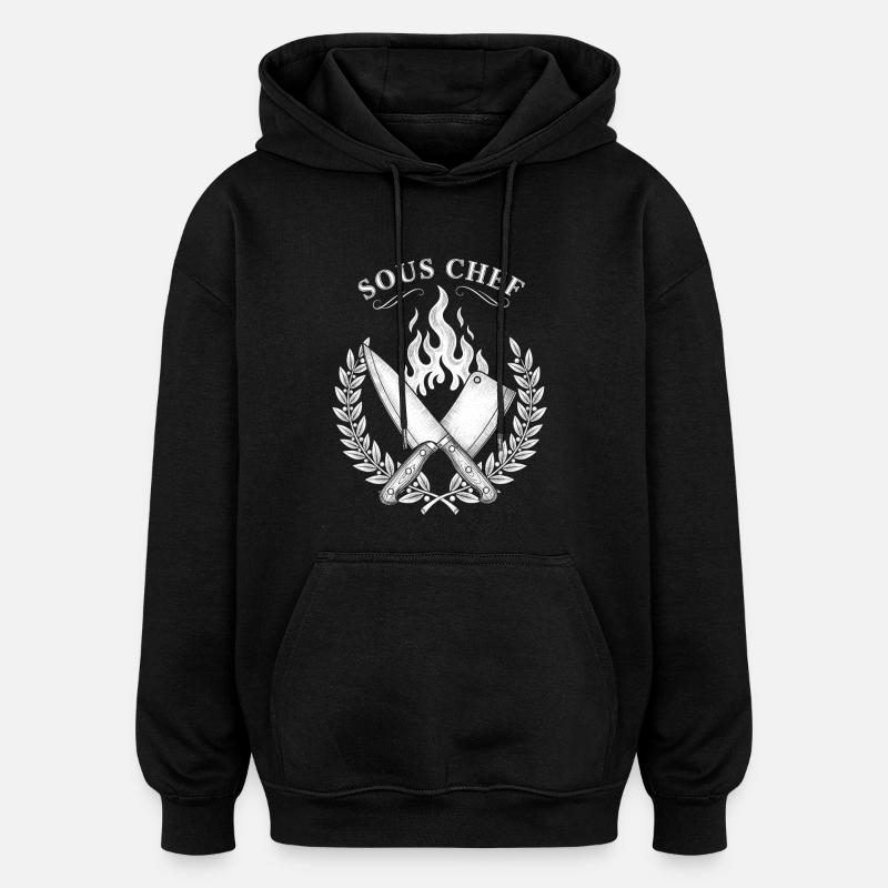 Sous-chef Flammes Conception de cuisson - Sweat à capuche oversize unisexe - noir