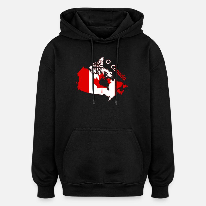 Ô Drapeau du Canada Silhouette - Sweat à capuche oversize unisexe - noir