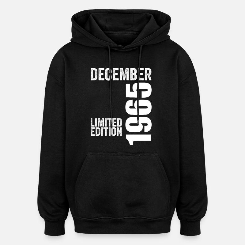 Cadeau Anniversaire Rétro - Décembre 1965 - Sweat à capuche oversize unisexe - noir