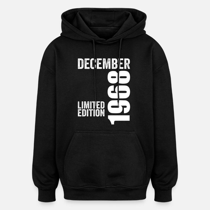 Cadeau Anniversaire Rétro - Décembre 1968 - Sweat à capuche oversize unisexe - noir