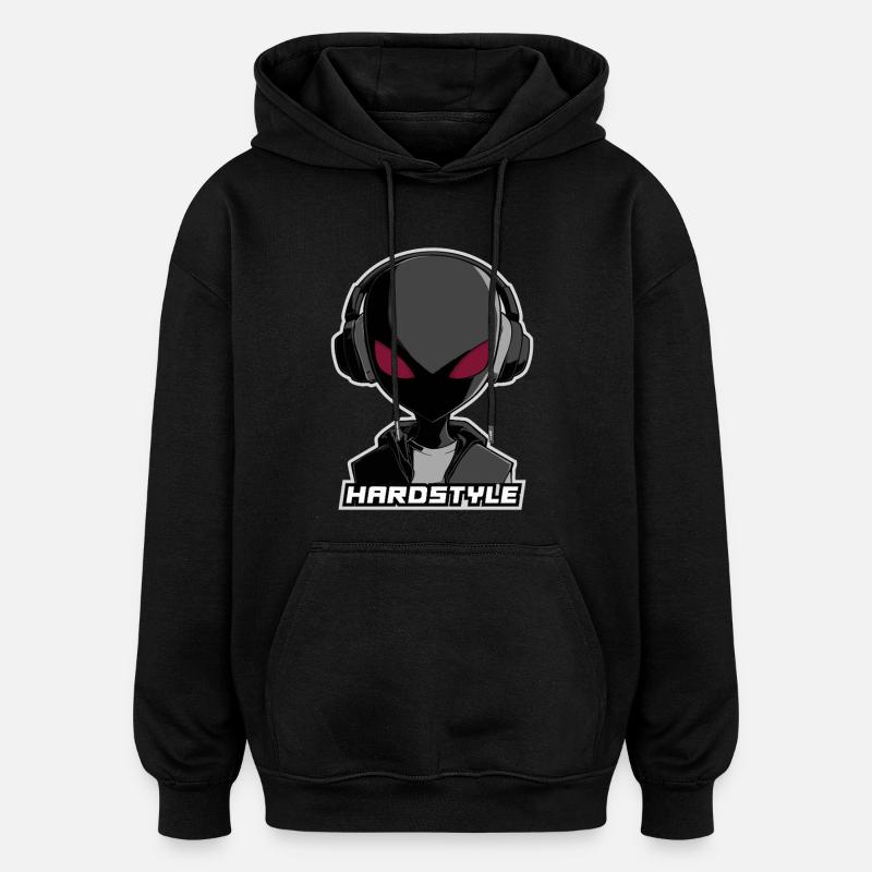Hardstyle Alien – Conception musicale au casque - Sweat à capuche oversize unisexe - noir