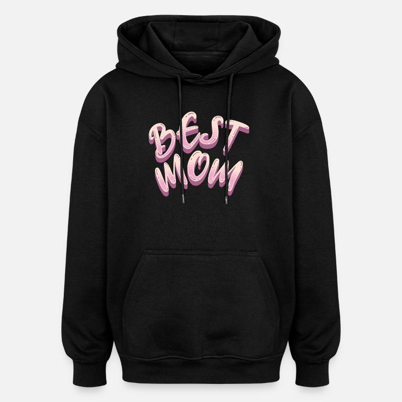 Meilleur lettrage rose de Maman - Sweat à capuche oversize unisexe - noir