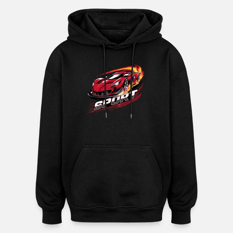 Voiture de sport - Sweat à capuche oversize unisexe - noir
