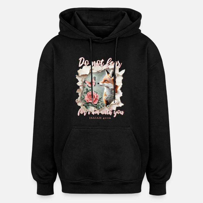 Versets bibliques Renard chrétien - Sweat à capuche oversize unisexe - noir