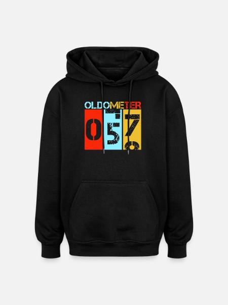 Oldometer 57 Funny 57th Birthday Retro - Oversized Unisex Hoodie - black