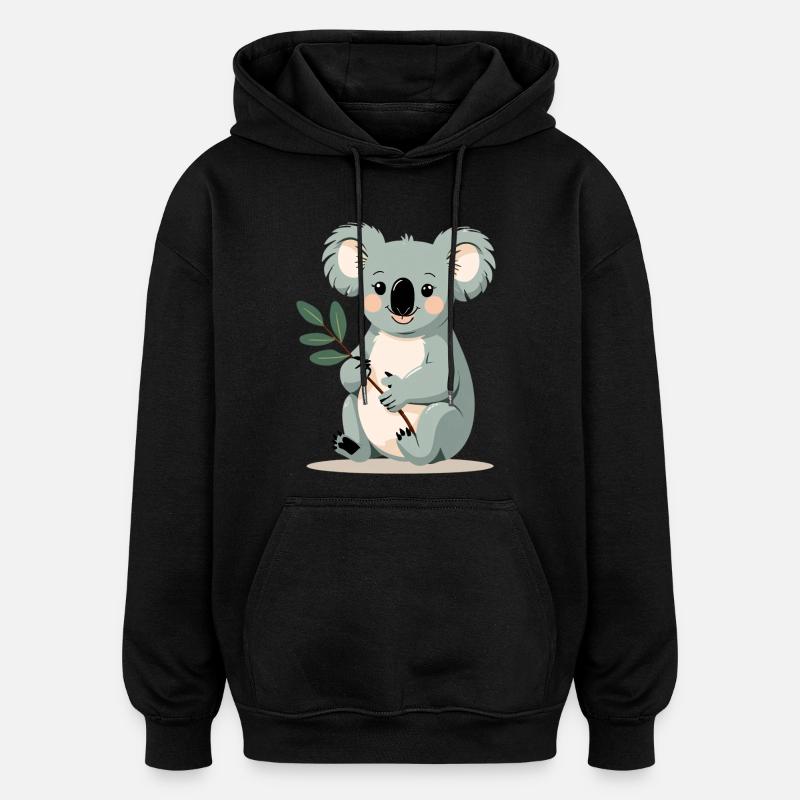 Kleiner Koala mit Blattzweig - Oversized Unisex Hoodie - Schwarz
