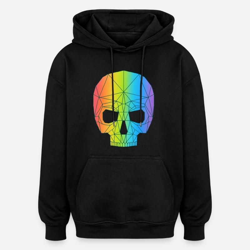 Crâne en couleur - Sweat à capuche oversize unisexe - noir