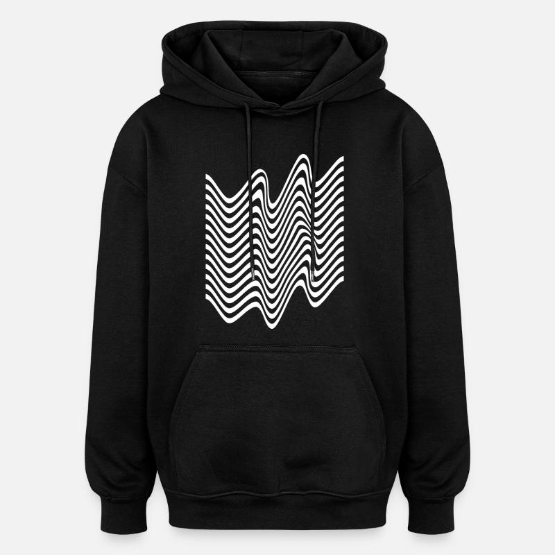 Bandes monochromes ondulées - Sweat à capuche oversize unisexe - noir