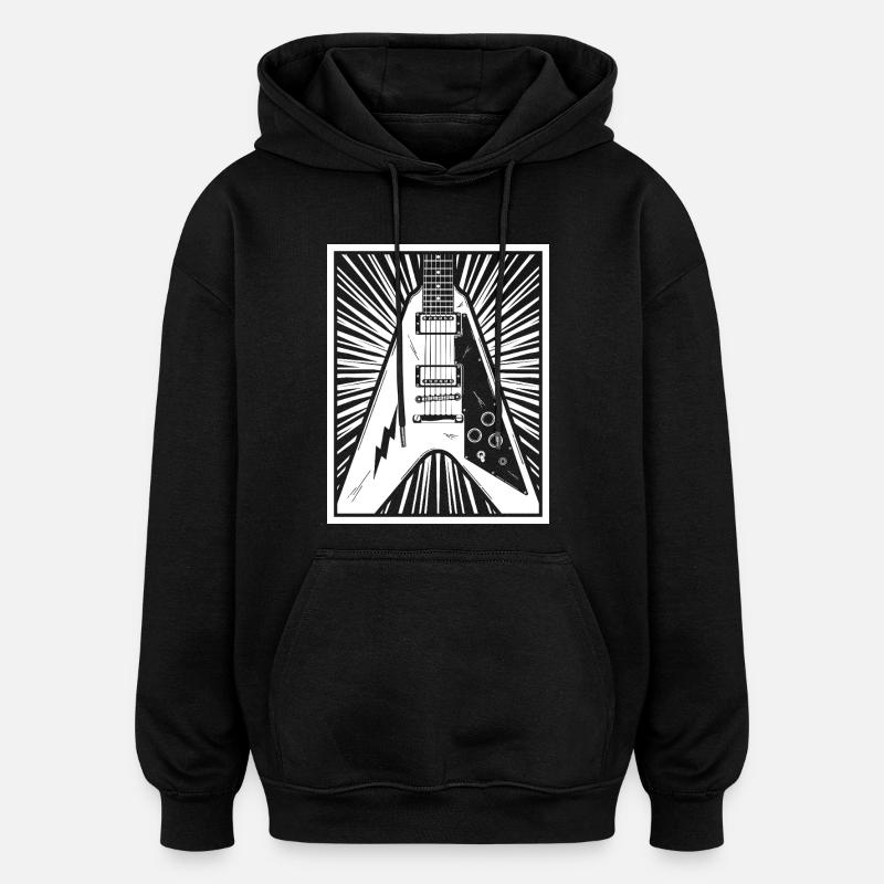 Silhouette de guitare électrique - Sweat à capuche oversize unisexe - noir
