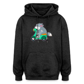 Katze Motorroller - Oversized Unisex Hoodie - Anthrazit - Vorne - Noah (186cm)