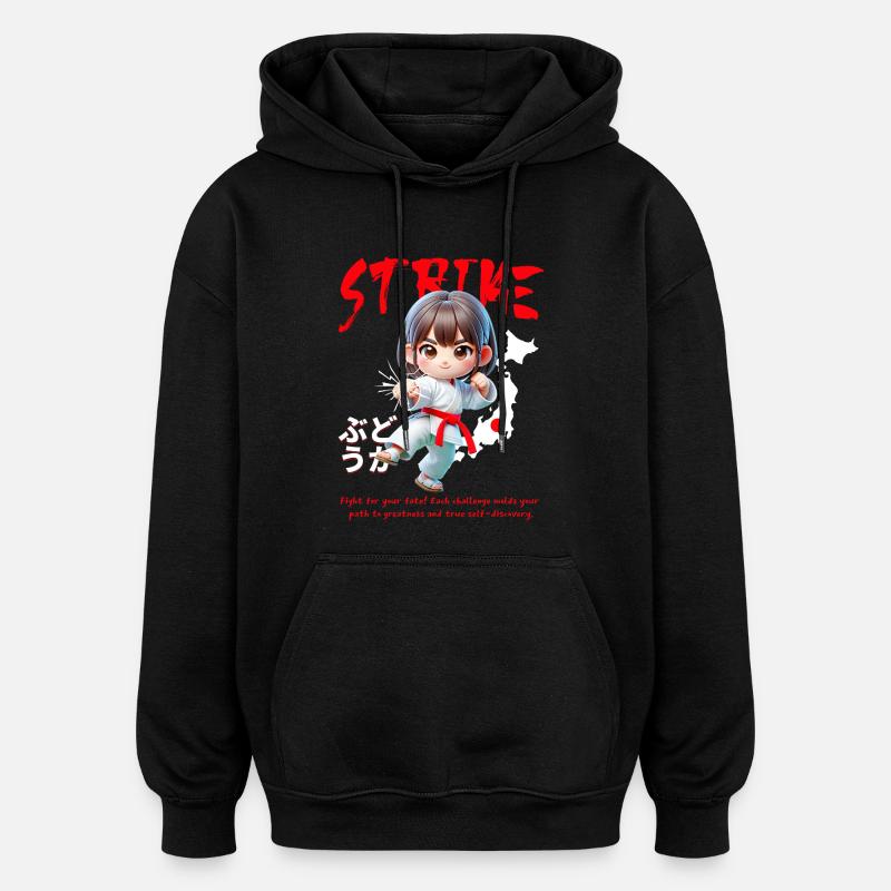 Chibi Karateheld Strike - Oversized Unisex Hoodie - Schwarz
