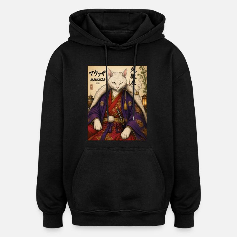 Maukuza Samurai Katze - Oversized Unisex Hoodie - Schwarz