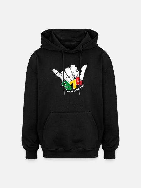 974 Île de la Réunion - Sweat à capuche oversize unisexe - noir