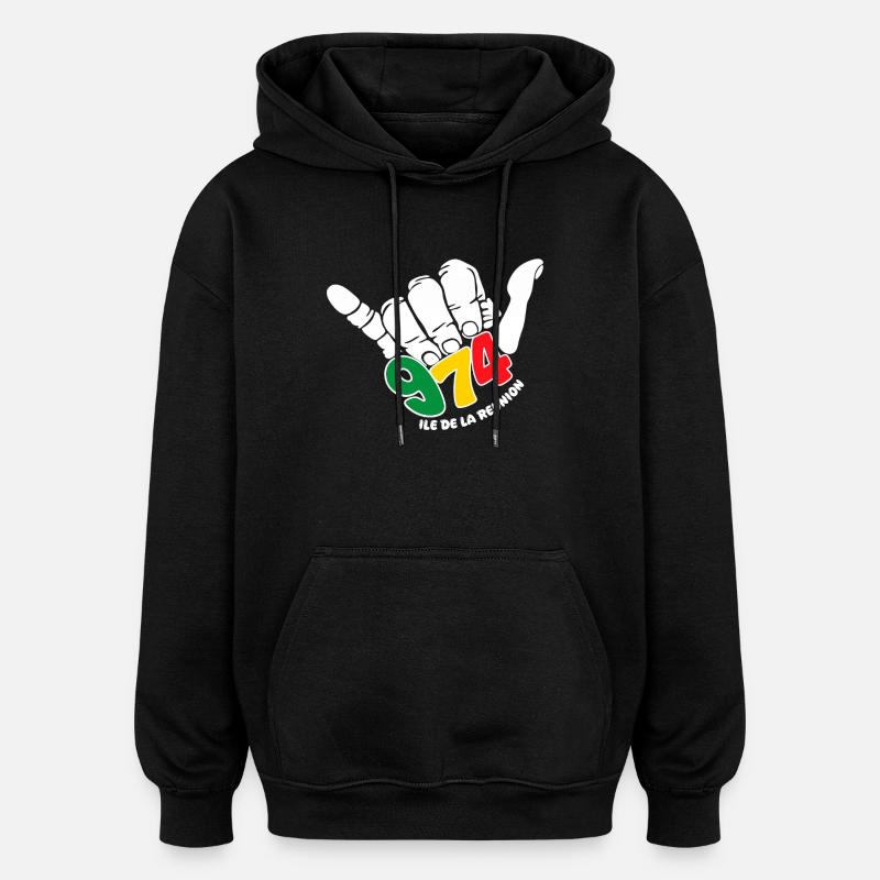 974 Île de la Réunion - Sweat à capuche oversize unisexe - noir