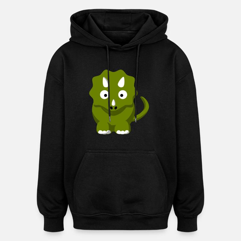 Dinosaurier Comic Triceratops - Oversized Unisex Hoodie - Schwarz