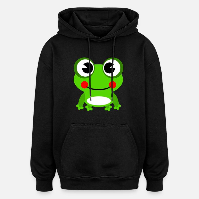 Frosch - Sweat à capuche oversize unisexe - noir