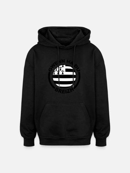 Gwenn ha Du - Sweat à capuche oversize unisexe - noir