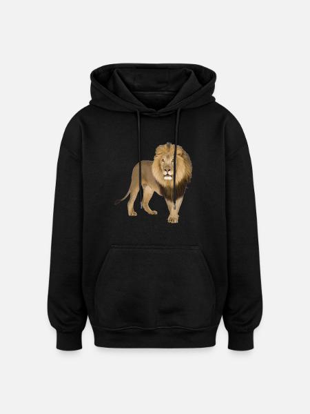 Löwe - Oversized Unisex Hoodie - Schwarz