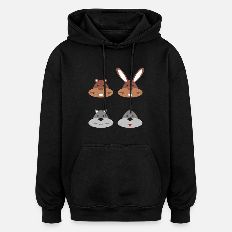 Animaux - Sweat à capuche oversize unisexe - noir