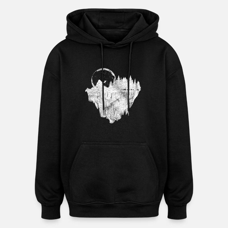 Nature du hipster moon - Sweat à capuche oversize unisexe - noir