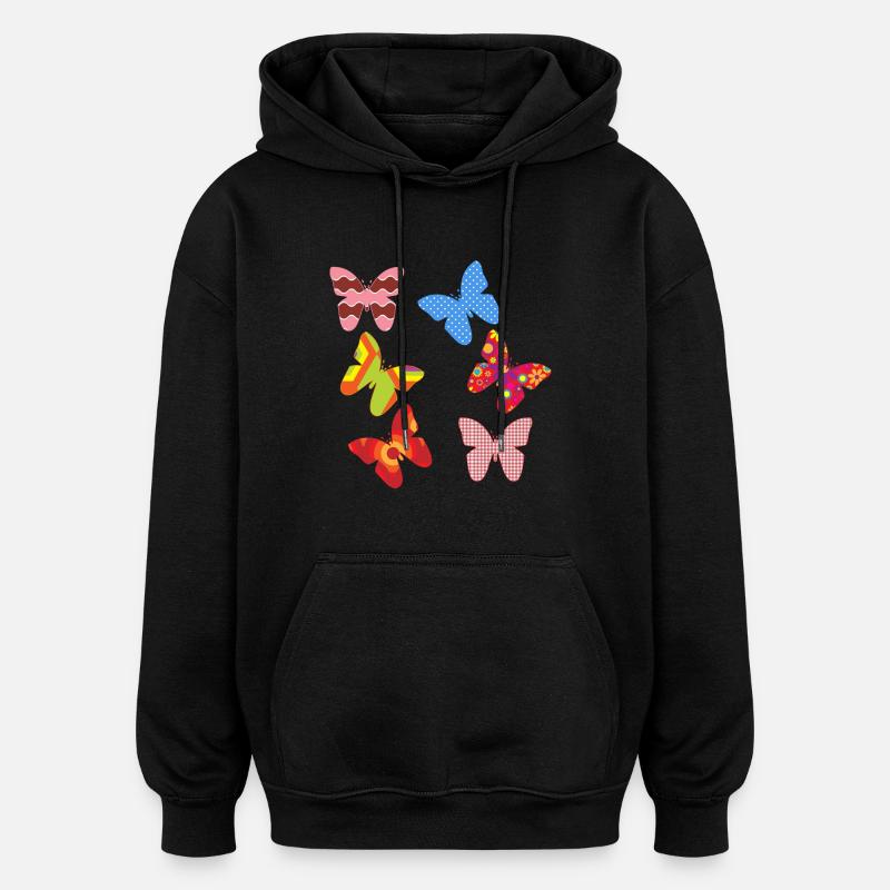 papillons - Sweat à capuche oversize unisexe - noir