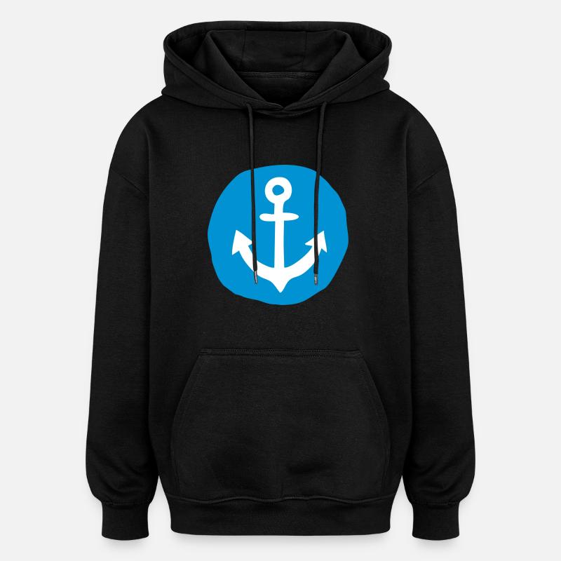 ancre - Sweat à capuche oversize unisexe - noir