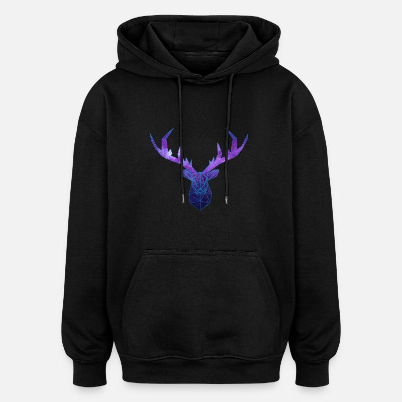 Cerf Low Poly Cosmos - Oversized Unisex Hoodie - Schwarz